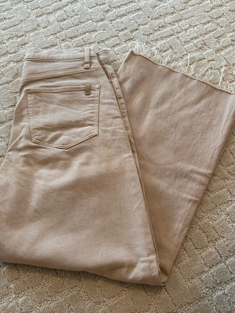 Joe's Jeans Light Beige Wide-Leg High-Rise Jeans